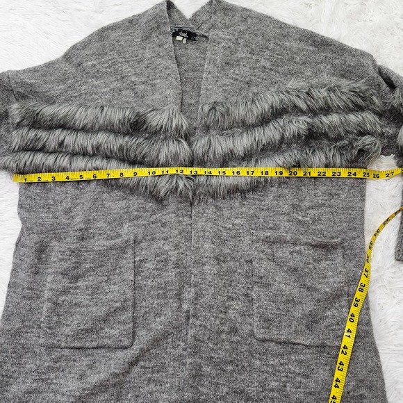 Sioni Women's Gray Mohair & Wool Blend Fur Accent Cardigan Sweater. Size XL - Picture 5 of 8
